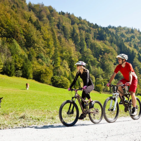 eBike Radovna Tour - Two people riding a bike in Radovna Valley