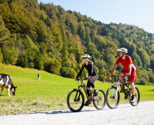 eBike Radovna Tour - Two people riding a bike in Radovna Valley