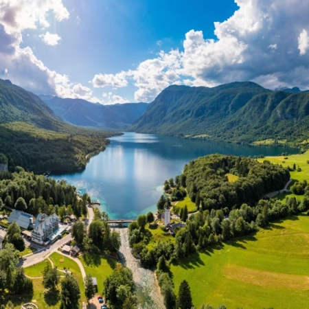 Bohinj Lake in Slovenia from above