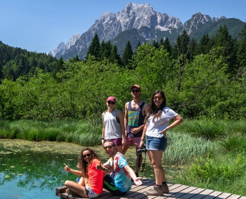 A Group of People at Zelenci Nature Recerve in Triglav National Park, Julian Alps.
