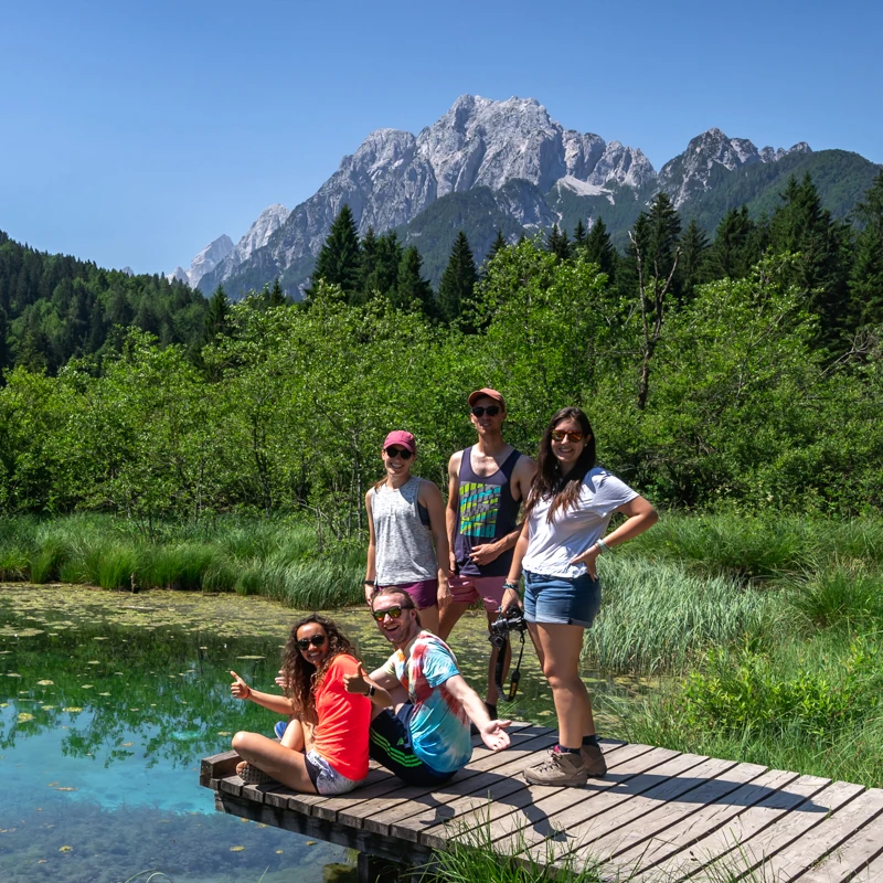 A Group of People at Zelenci Nature Recerve in Triglav National Park, Julian Alps.